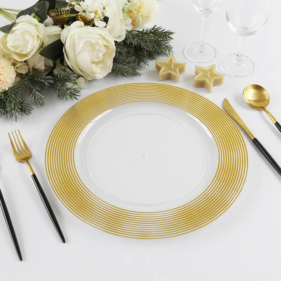 Decorative Table Party Charger Plates 13 inch Round Plastic Plate For  Home Wedding Party Decor