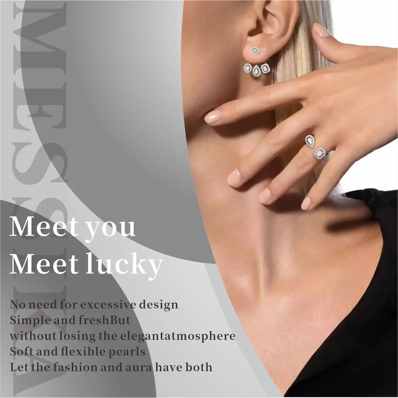 925 Sterling Silver MessIK Zircon Ring MY TWIN Collection Geometric Asymmetry Ladies Ring Wedding Christmas Day Gift