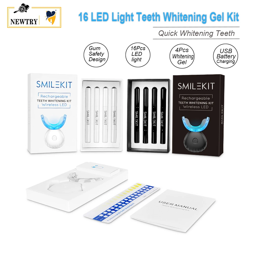 

Smart 16 LED Light Tooth Whitener Kits Teeth Whitening Gel Carbamide Peroxide 35 Dental Bleaching System Oral Hygiene Care Tools