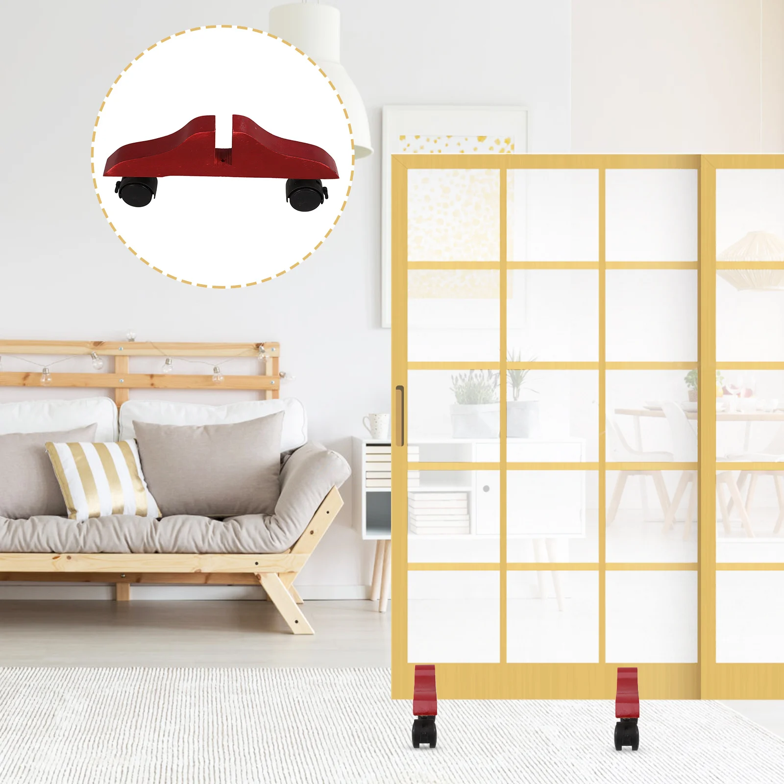 

Movable Wheel Privacy Screen Holder Room Divider Stand Thickened Wooden Base for Home Office Hotel Privacy and Mobility