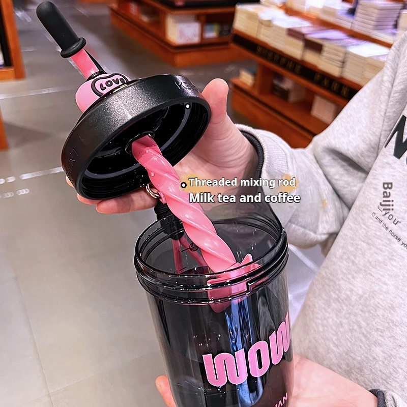 2024 Good-Look Summer Plastic Cup 580ml Large Straw Cute Windhigh Temperatur Leakproof Portable Water Cup Drink Travel Students