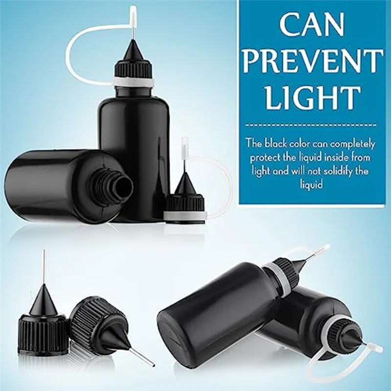100 PCS 30 Ml/1 Oz Black Needle Tip Glue Bottle For Alcohol Ink DIY Craft Acrylica83x