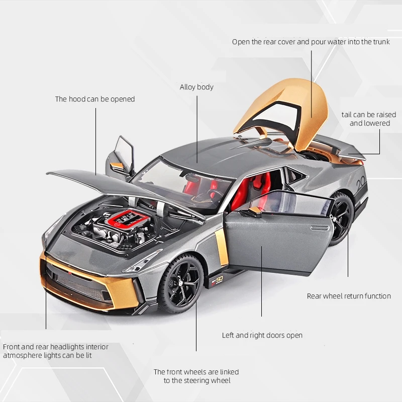 1/18 Nissan GTR 50 Toy Car Model Diecast Miniature Racing Model