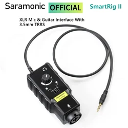 Saramonic SmartRig II micrófono profesional y interfaz de Audio para guitarra, preamplificador, Adaptador de Audio, mezclador para iPhone, iPad, dispositivos Android