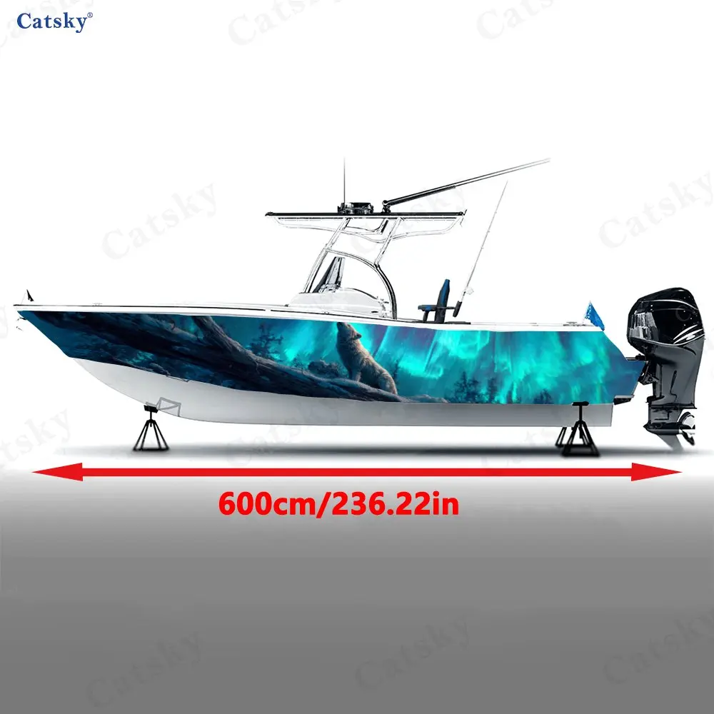 Phantom Light Wolf Aurora Snowy Special Chant  Boat Sticker Vinyl Ship Pontoon Deck Boat Fishing Decorative Pontoon Boats Decal