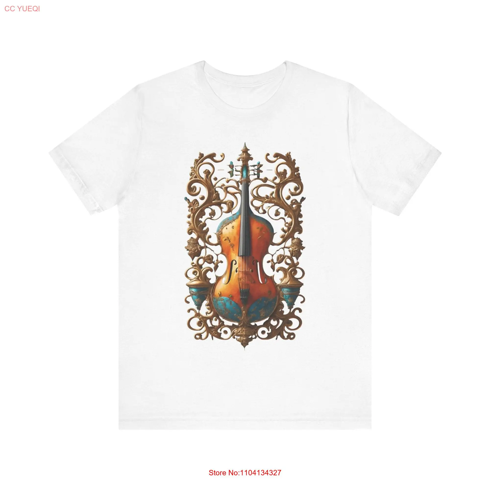 Baroque Inspired Violin T Shirt Musician Classical Music String Instrument Apparel Orchestral Clothing Elegant Design Top