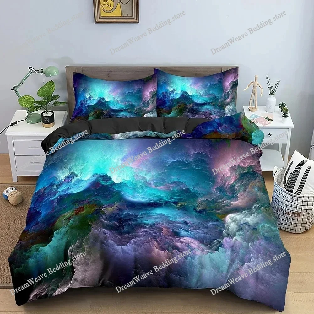 

Galaxy Space Bedding Set Universe Duvet Cover Psychedelic Quilt Cover Queen Double Comforter 3D Print Sets Kids Gifts