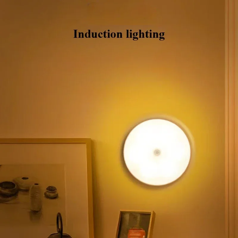 New LED Night Lights Intelligent Remote Control Magnetic USB Night Light Round Rechargeable Human Body Induction Light