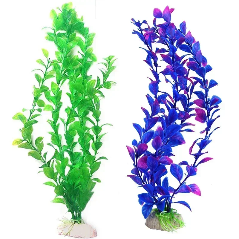 Plantas subacuáticas artificiales para acuario, decoración de algas marinas, decoraciones de visualización de hierba de agua verde y púrpura