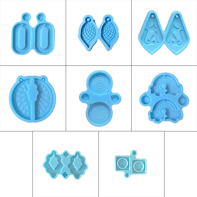 Leaf Flower Heart Shape Earrings Epoxy Resin Mold Necklace Keychain Silicone Mould DIY Crafts Jewelry Pendants Casting Tools