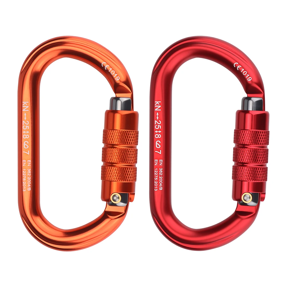 Customizable High Quality 25KN Auto Lock Camping Hook O-Type 7075 Aluminum Alloy Outdoor Climbing Carabiner Recuse Safety Lock