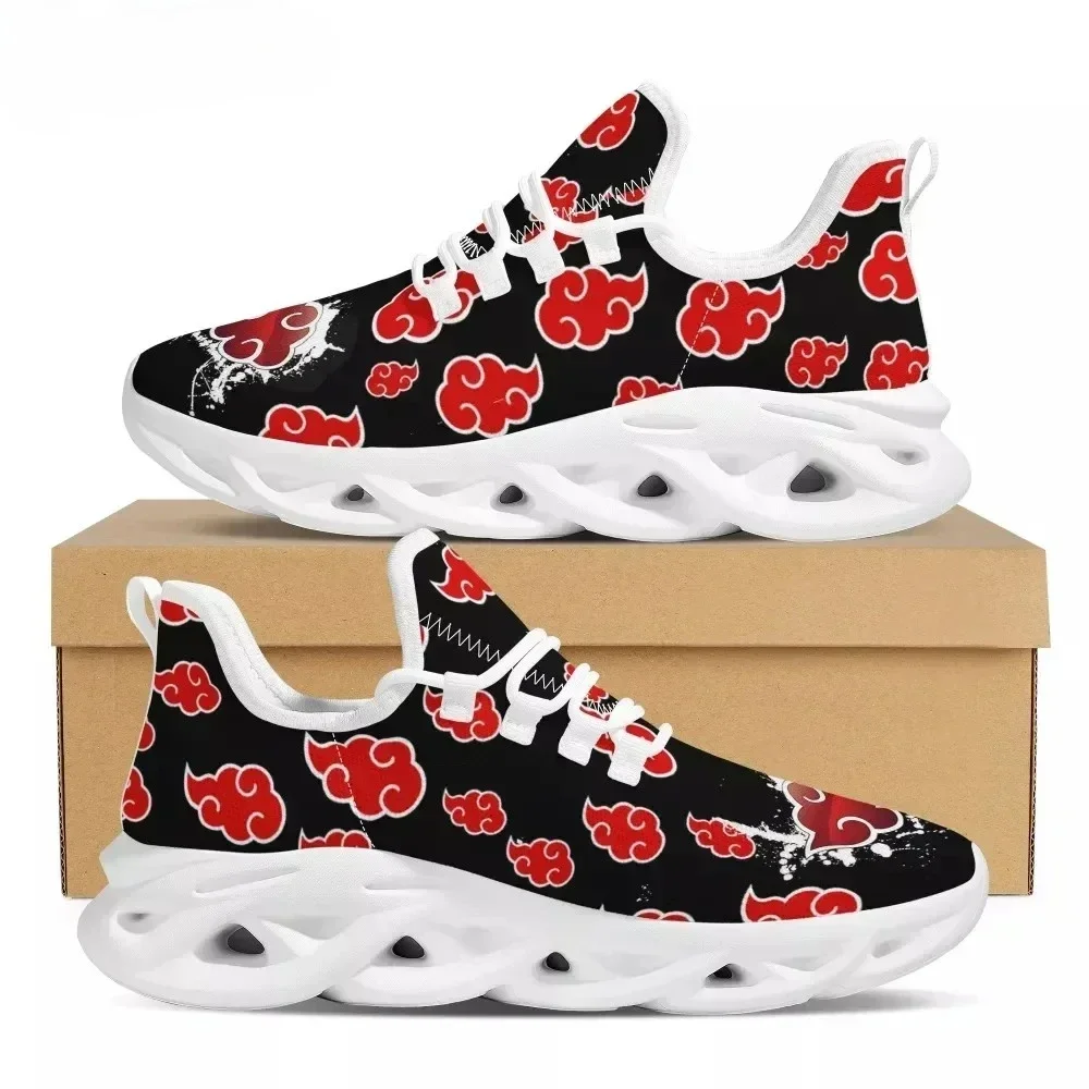 

Black Red Design Summer Men Kintting Shoes Akatsuki Japanese Anime Flats Casual Sneakers Lace-up Breathable Zapatos