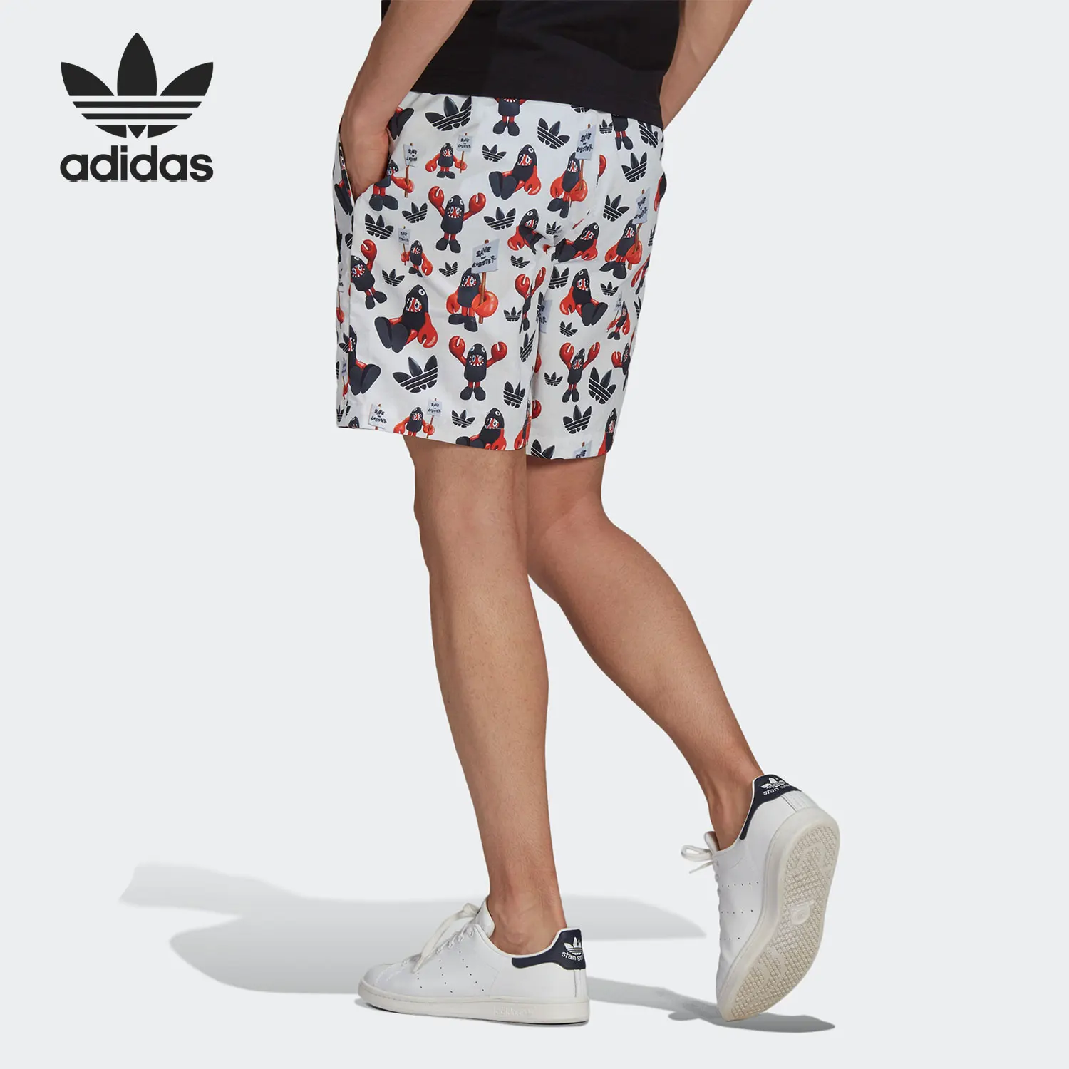 Adidas Originals New Season Men's Full Print Save Lobster Pattern Fashion Shorts HA4698