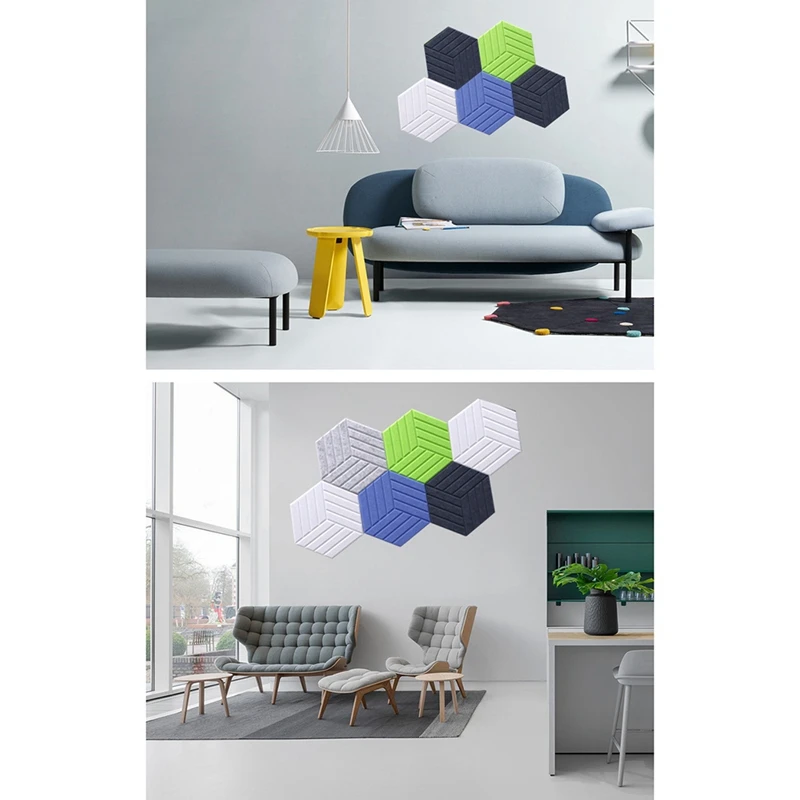 12 Pack Acoustic Panels Self-Adhesive Hexagon Acoustic Panels Reducing Noise Echoes Black