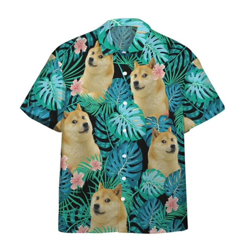 

Funny Doge 3D Printed Shirts For Men Clothes Cute Animal Dog Graphic Blouses Harajuku Fashion Space Lapel Blouse Y2k Button Tops