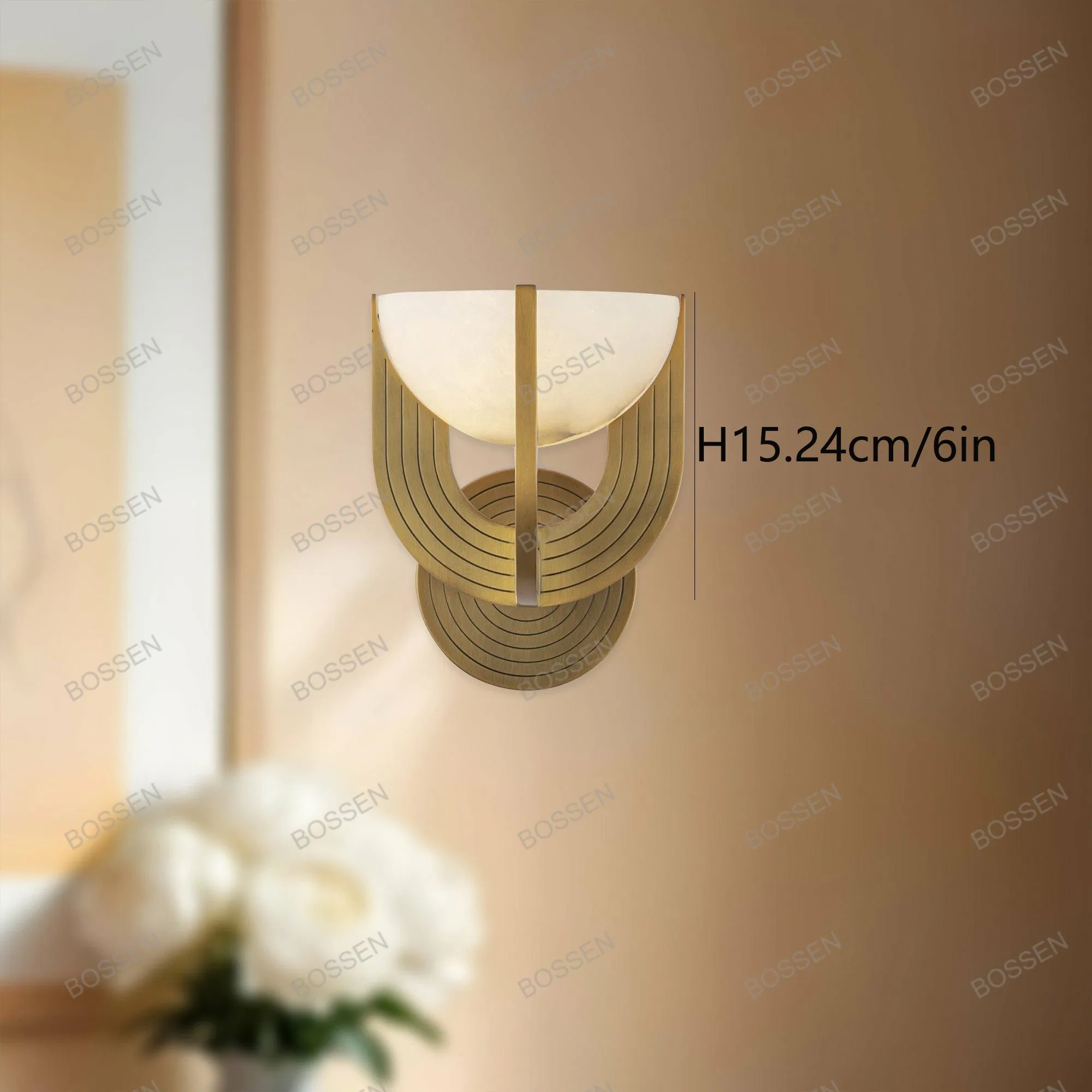 

BOSSEN Modern Simple Style Single Layer Chandelier Luster Marble Black Metal Wall Lamp Dimmable for Kitchen Dining Room