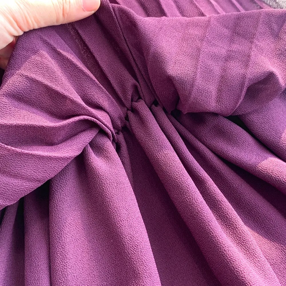 Roxo chiffion vestido feminino halter sem mangas sem costas roupas senhora streetwear elegante vintage em camadas babados roupas senhora