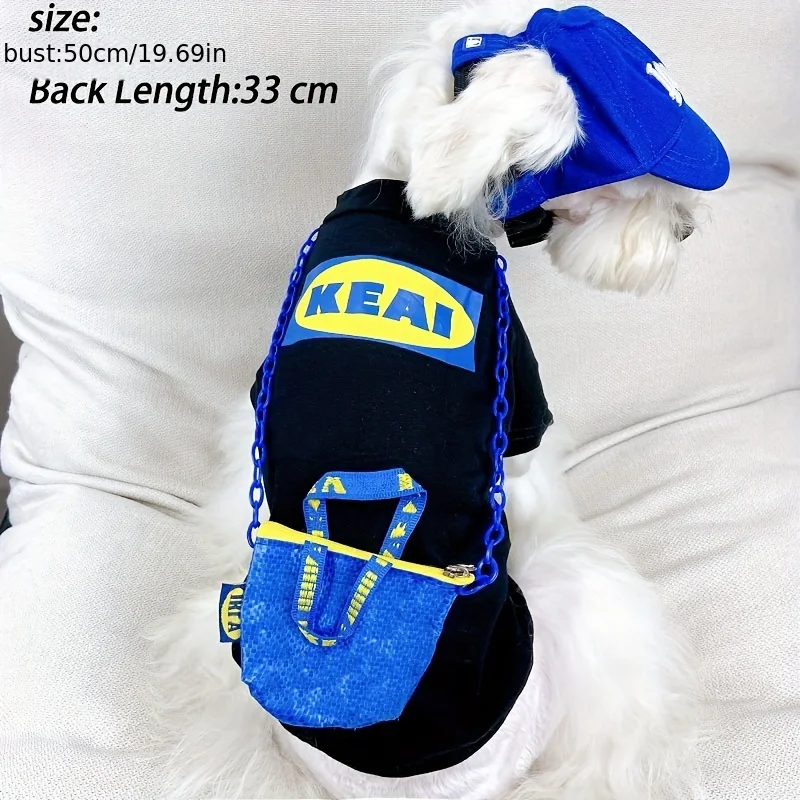 1pc Dog Summer Thin T-shirt Teddy Bears Schnauzer Fighting Backpack Cat Pet Cute Short Sleeve Clothes