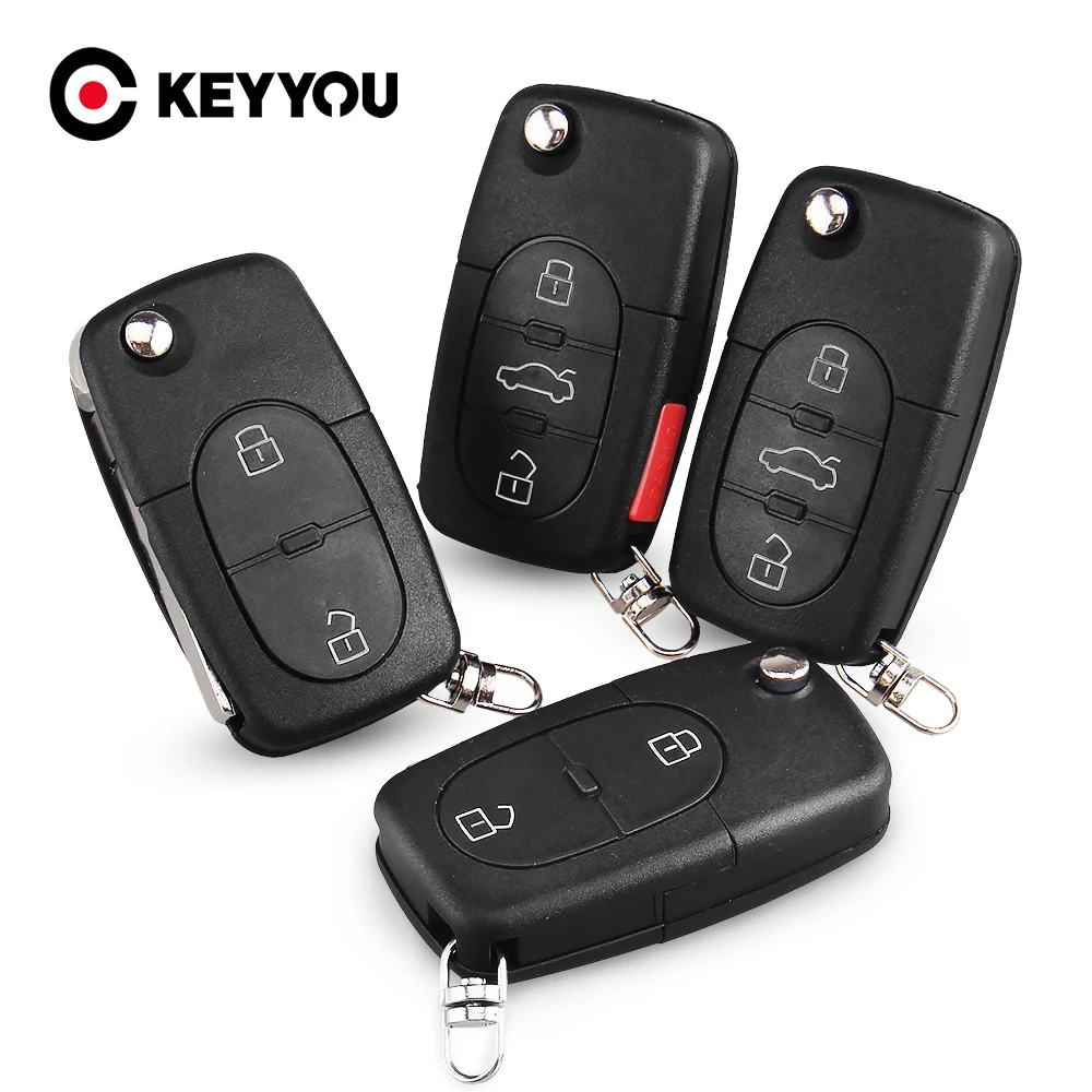 KEYYOU sostituzione chiave pieghevole Shell Case 2/3/4 pulsanti per VW Volkswagen Golf 4 5 6 Passat B5 B6 Polo Bora Touran CR161/CR1620