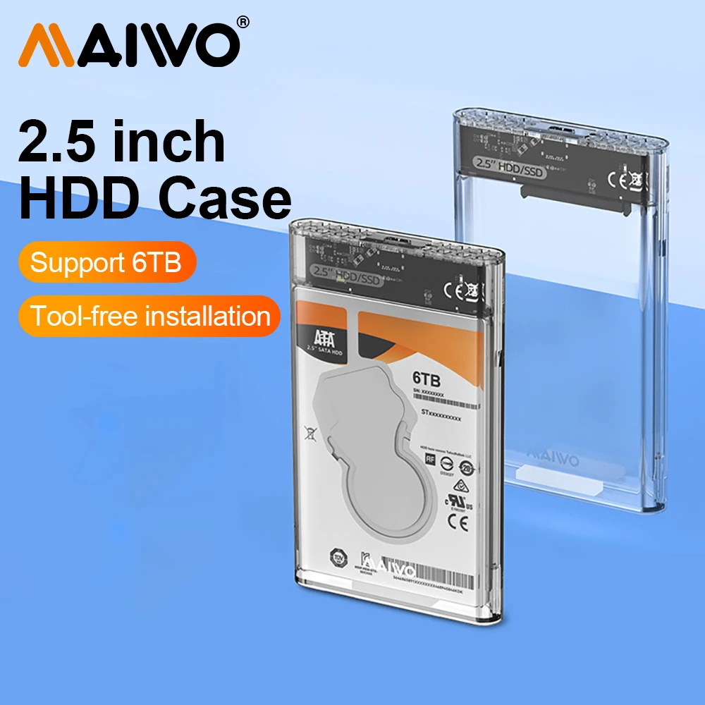 

MAIWO Hard Drive Enclosure 2.5 SATA to USB3.0 External Hard Disk HDD box 2.5'' HDD Case for 2.5 Inch SSD HDD 6TB Storage case