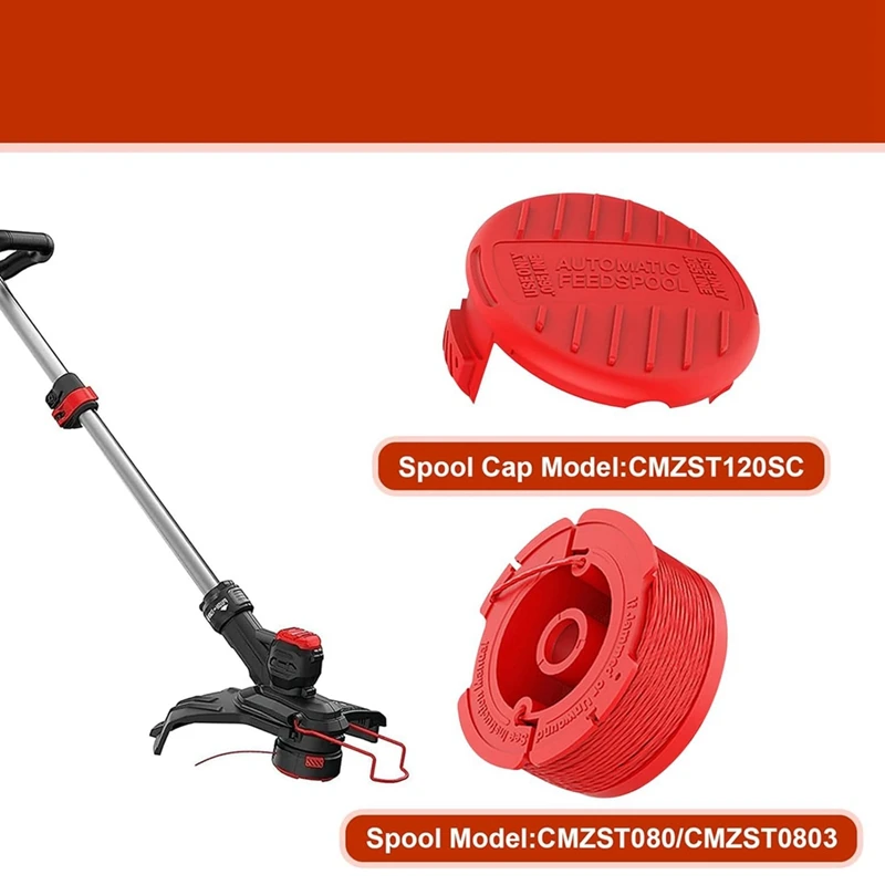 6-zeilige Spule + 1 Kappe + 1 Feder CMZST080/CMZST0803 Wewacker-Saiten, kompatibel mit den Craftsman-Modellen: CMCST910-Serie
