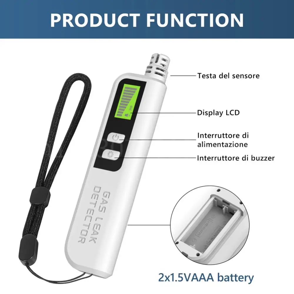 

Детектор природного газа со звуковой и визуальной сигнализацией, портативный газовый счетчик, тестер утечки горючего газа для дома, кухни, автофургона