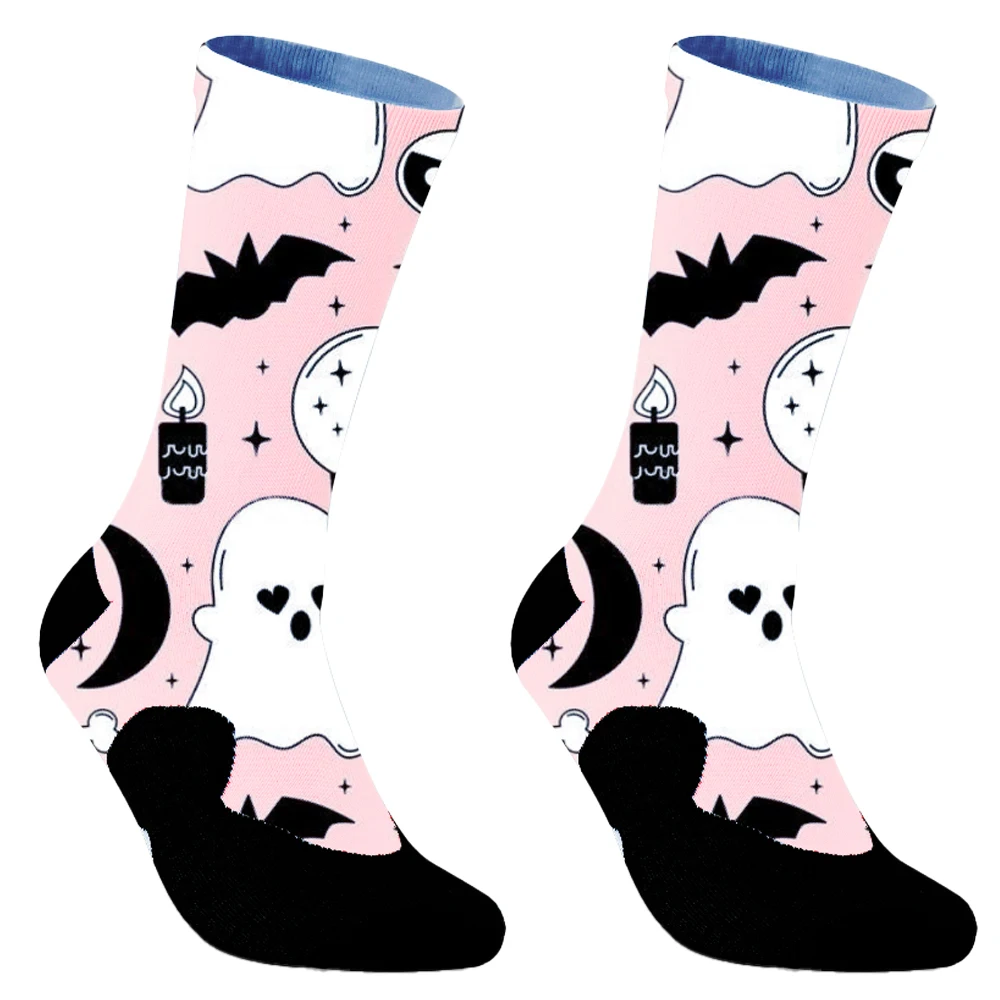 Men's Large Size Cotton Socks Funny Autumn Winter Cartoon Witch Pumpkin Halloween Festive Gift for Male - view 4