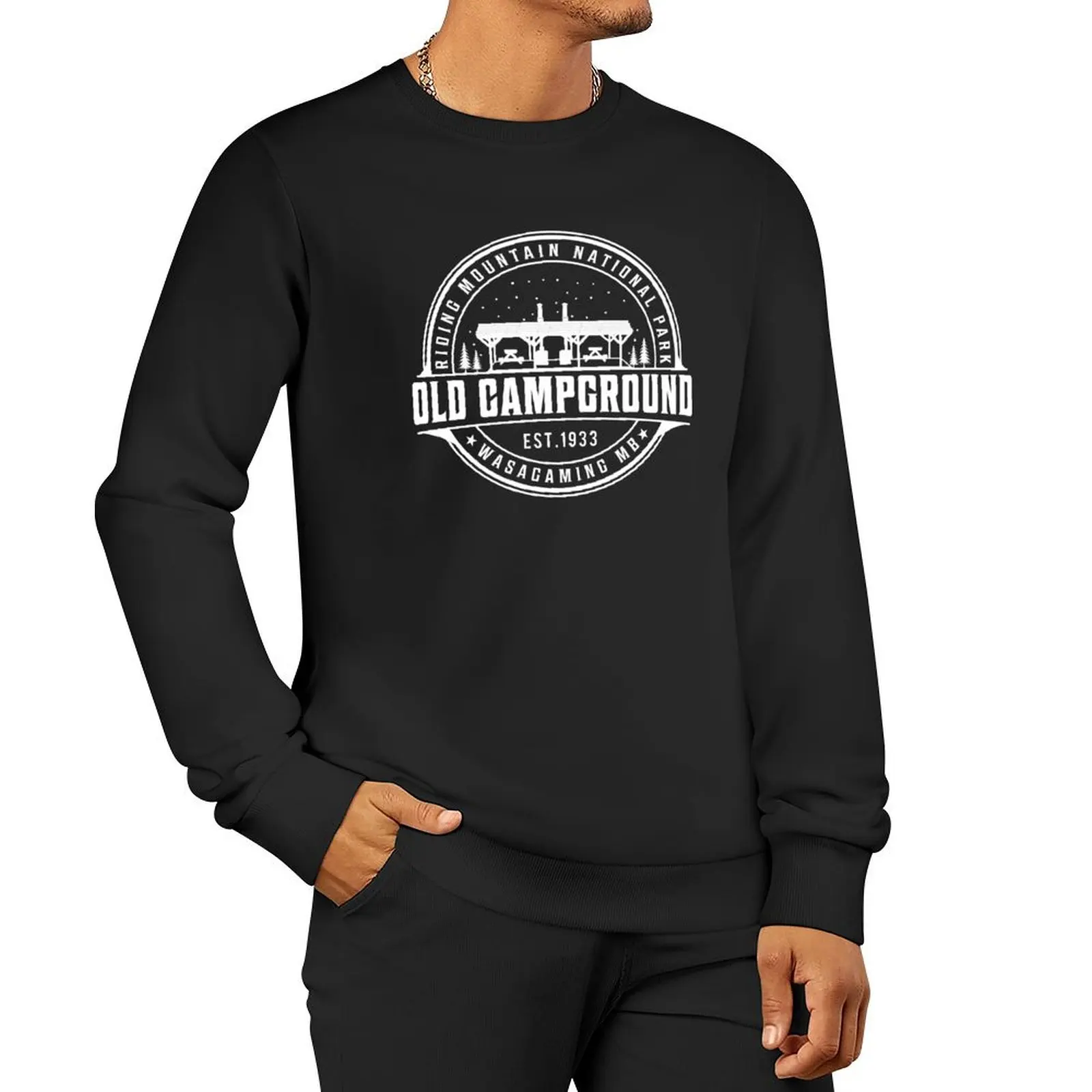 

Old Campground - Cookshack - Wasagaming Pullover Hoodie streetwear men graphic t shirts men anime sweatshirt