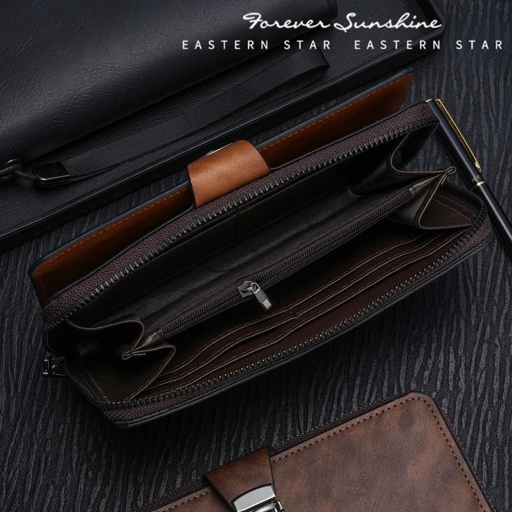 New Zipper Buckle Long Wallet PU Leather Multi-Slot Money Clip Solid Color Coin Pocket Gift