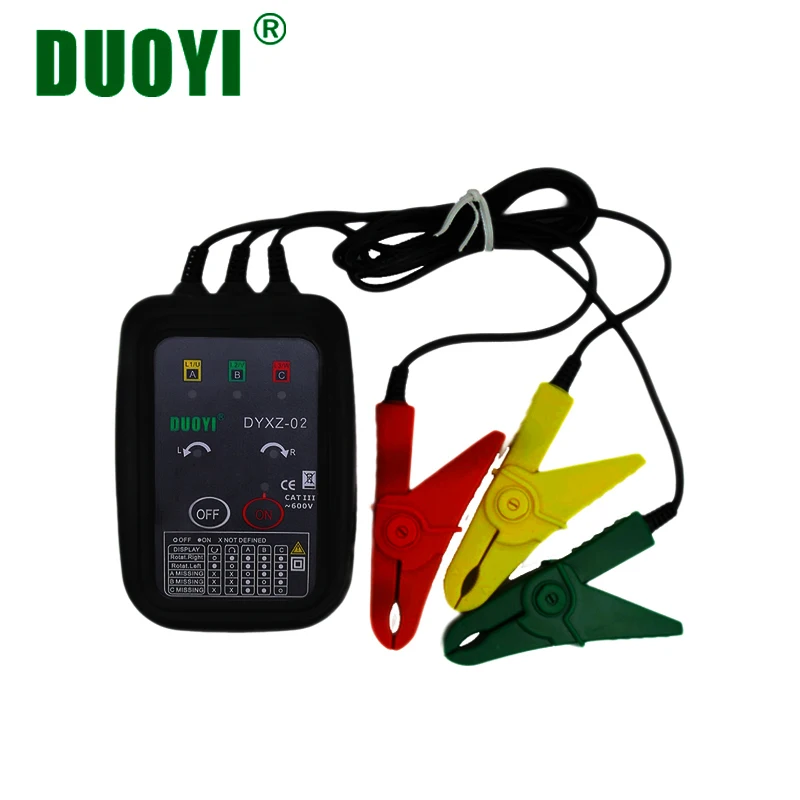 DYXZ-01 3 Phase Rotation Tester 70V~600V AC Non-Contact Phase Indicator Detectors Circuit LED Break Test Voltage Detector Meter