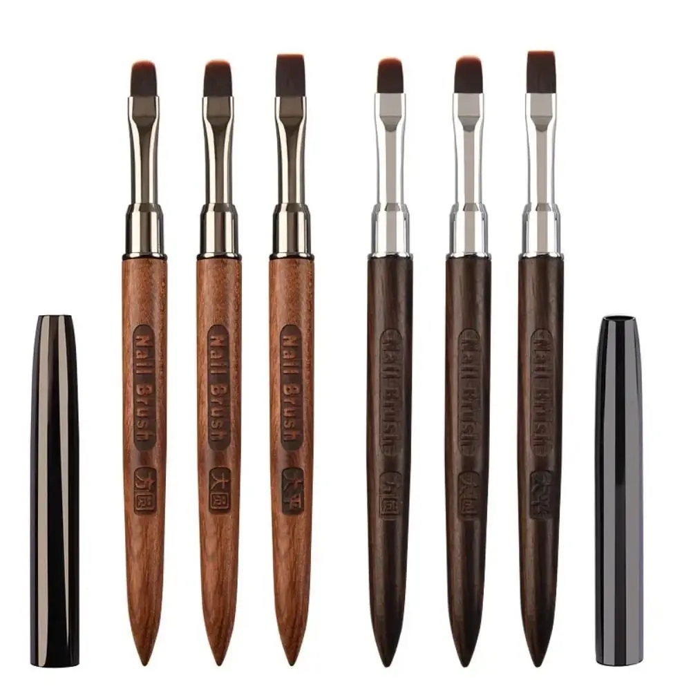 Wooden Nail Art Brush DIY Painting Brush No Shedding Nail Art Liner Brush with Pen Cap No Brush Marks Gel Painting Brush