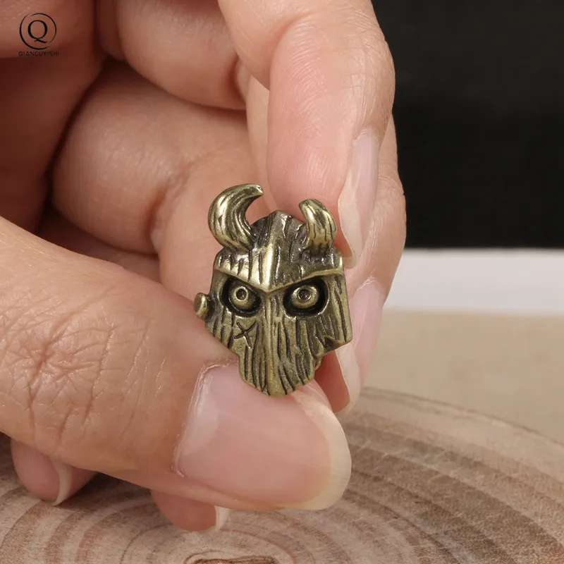 Forest Guardian Brass Knife Bead EDC Outdoor DIY Paracord Accessories Handmade Woven Lanyard Pendant Umbrella Rope Hanging Charm