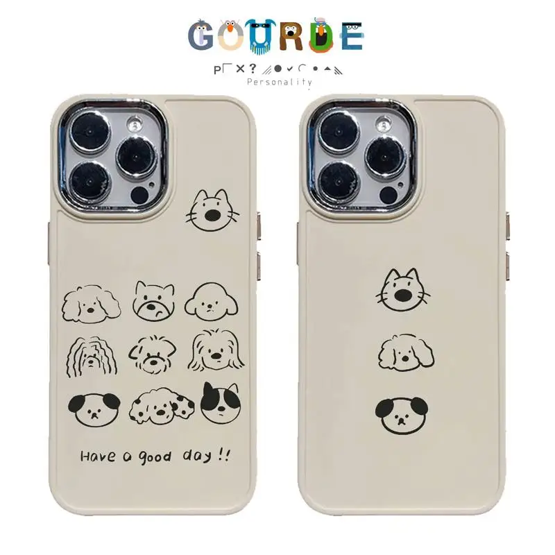 

Gourde Simple Cute Dog Cartoon patterns Phone Case for Iphone 16 15 14 12 13 11 Pro Max IP 7 8 Plus Iphon X XS XR Xs Max