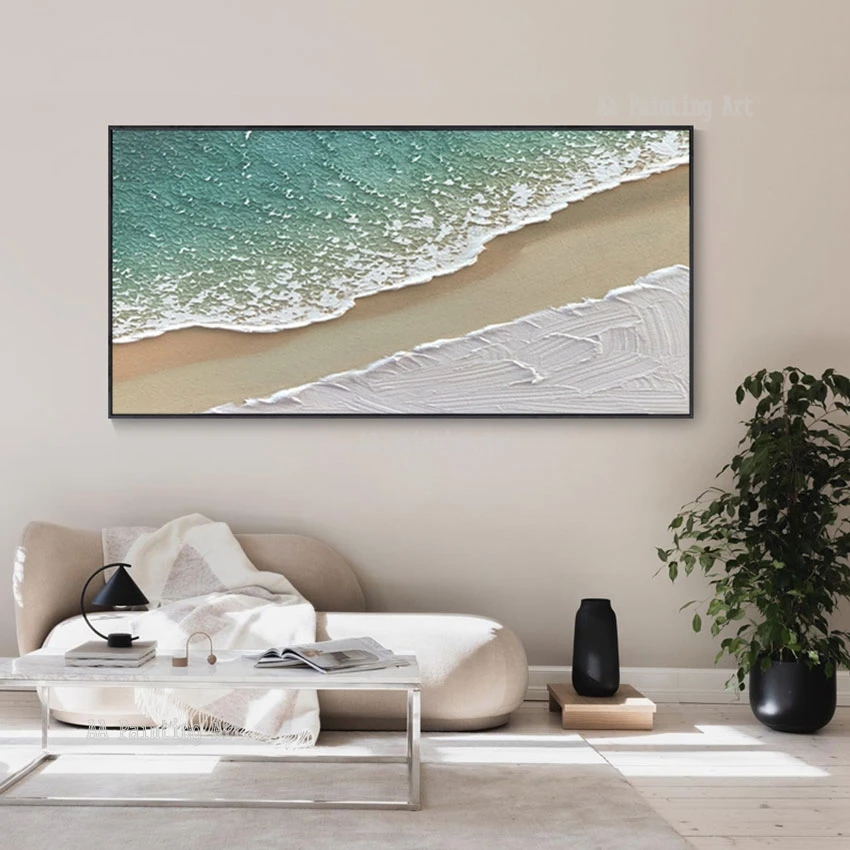 Heavy Textured 3D Sea Wave Oil Painting, Abstract Picture, Large Wall Art, Unframed Canvas Art for New House Decoration