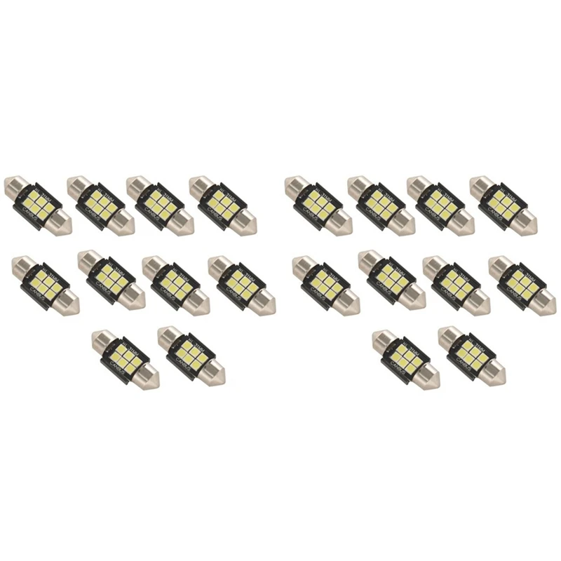 

Светодиодные лампы для салона автомобиля, 20 шт., подсветка номерного знака, купольная карта, дверь, фестон, ксенон, белая лампа