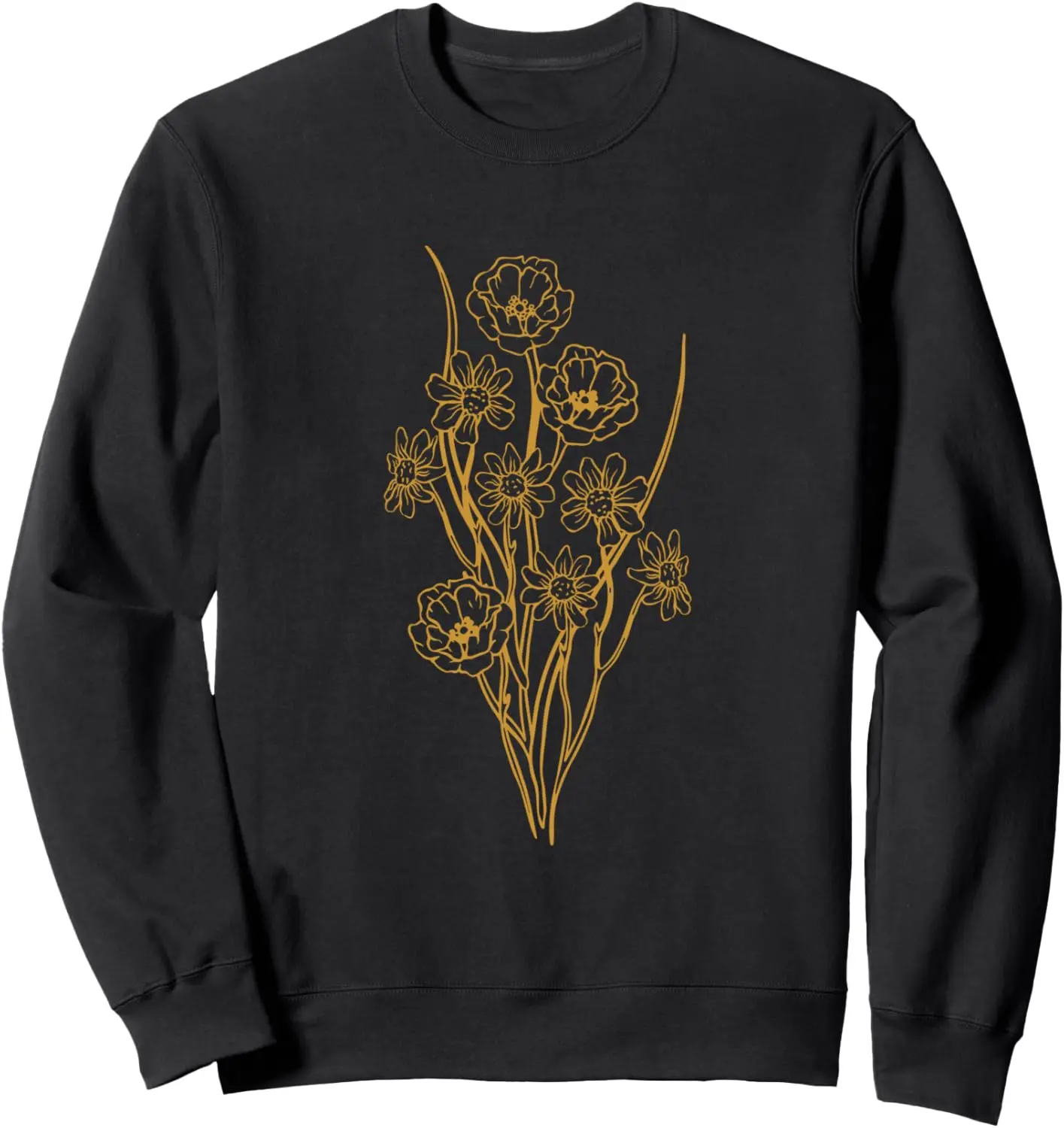 Floral Flower Chamomile Poppies Poppy Line Art Wildflower Sweatshirt