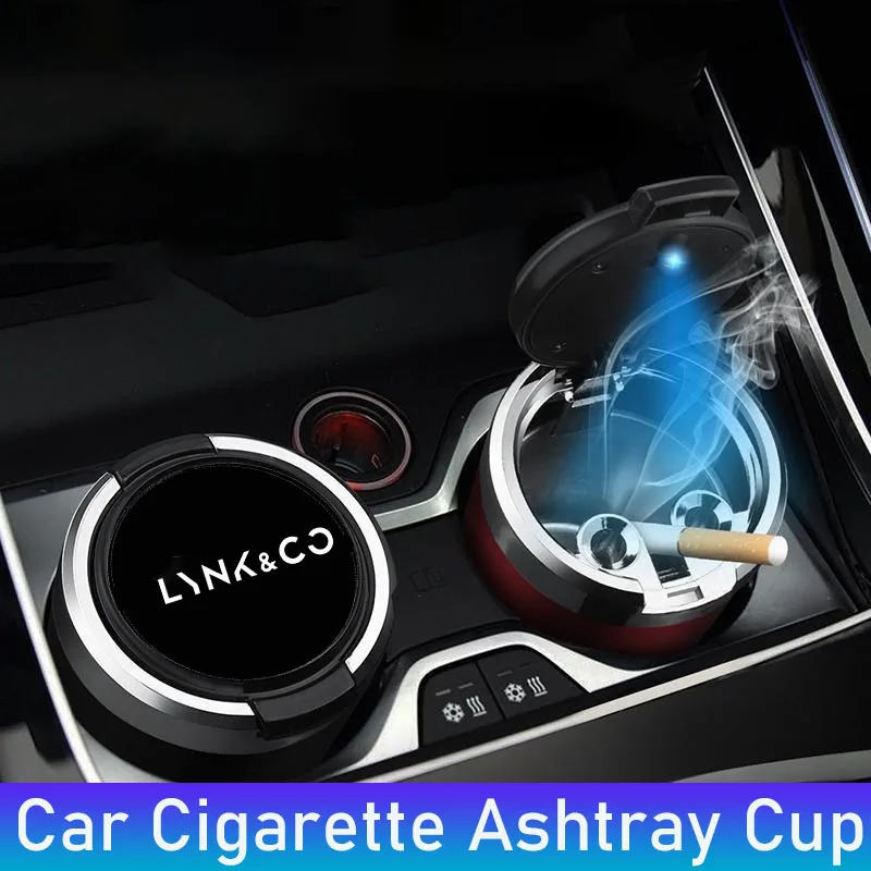 منفضة سجائر السيارة مع ضوء LED أزرق مناسبة لـ LYNK & CO 01 900 02 03 PHEV 05 06 07 08 09 EM-P Z10 Z20 ملحقات السيارة الداخلية #1