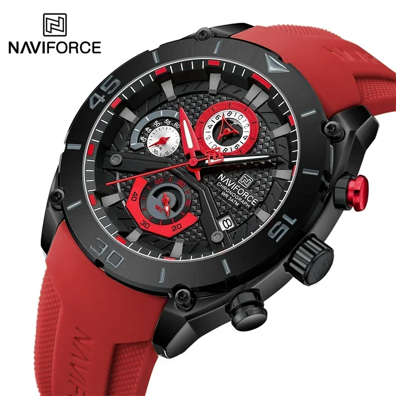 NAVIFORCE 2024 Brand Original Men\'s Watch Three Small Dials Waterproof Silicone Strap Luminous Classics Quartz Wristwatch