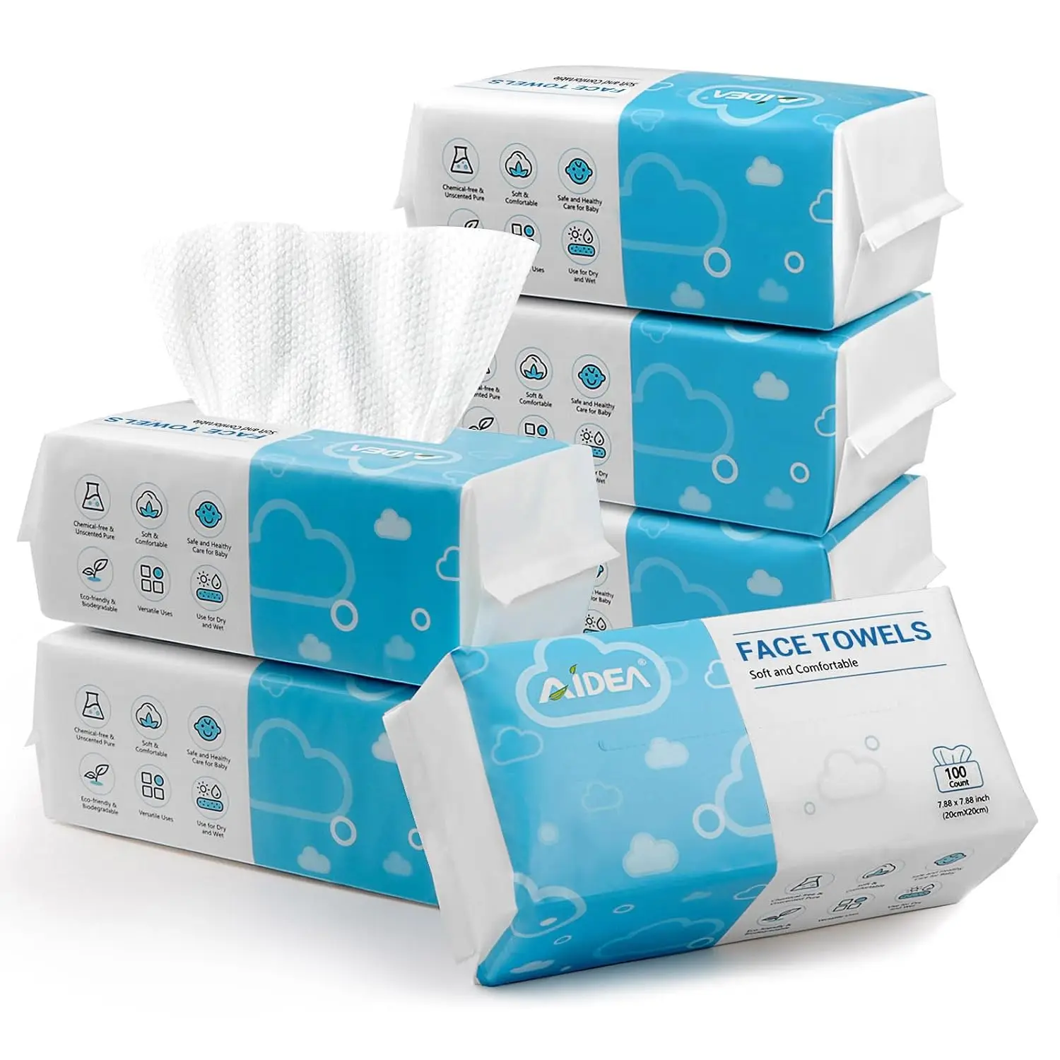 

600-Count Disposable Face Towels for Sensitive Skin, Makeup Removing & Travel - Gentle Dry Wipes