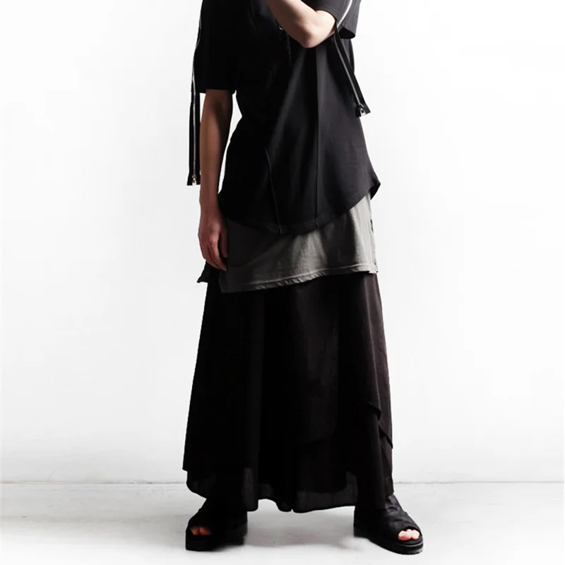 Men's trousers spring and autumn suit Yamamoto style loose skirt pants bell-bottom pants men's casual pants large harem pants