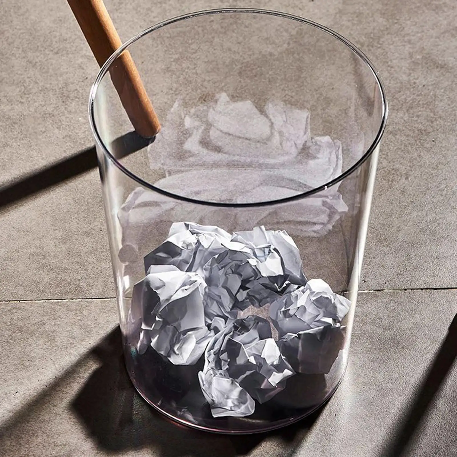 

Household Trash Can PET Material Transparent Waste Basket Modern Dustbin for Home Kitchen Office Bedroom