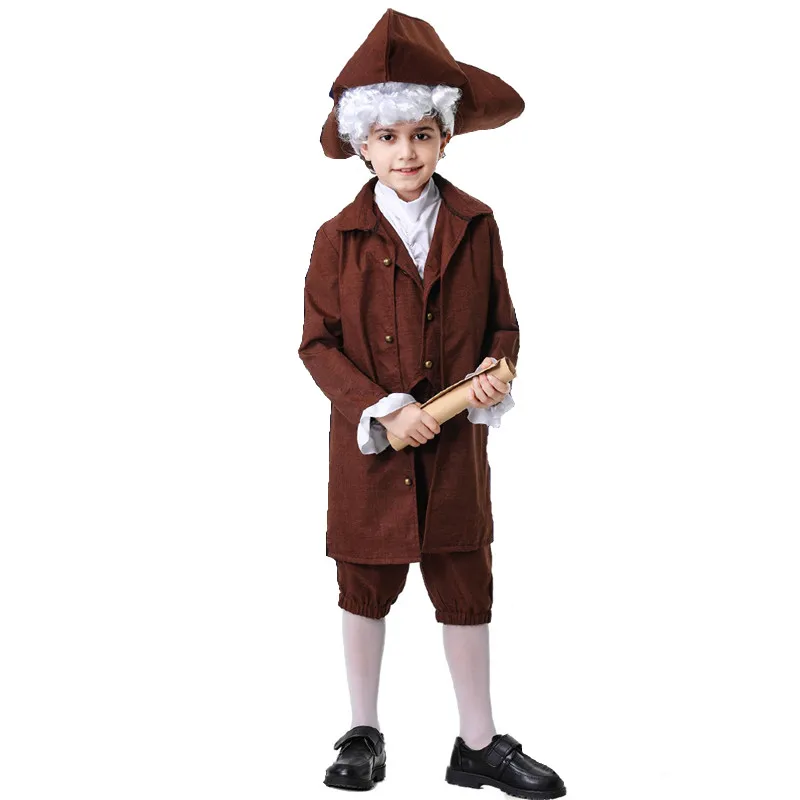 Boys Halloween Retro Lawyer's Tailcoat Costumes Kids Children Medieval Noble Swallowtail Cosplay Carnival Purim Show Party Dress