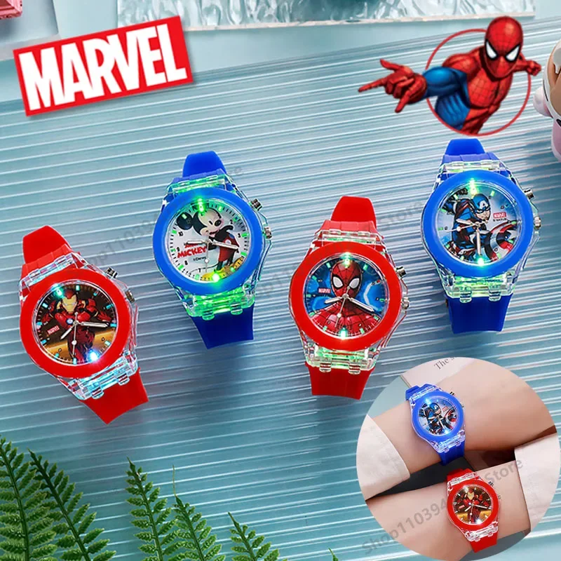 

Disney Spider-Man Kids Watch Cute Cartoon Cartoon Mickey Minnie Luminous Watches for Boy Girl Student New Year Toy Gifts