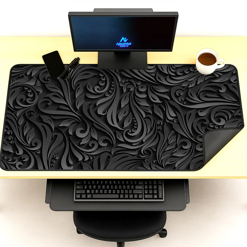 

Table Mouse Pad 1200x600 Office Accessories Large Mouse Rug Custom and Custom Gamers Deco Setup Gaming Rubber Desk Mat Black