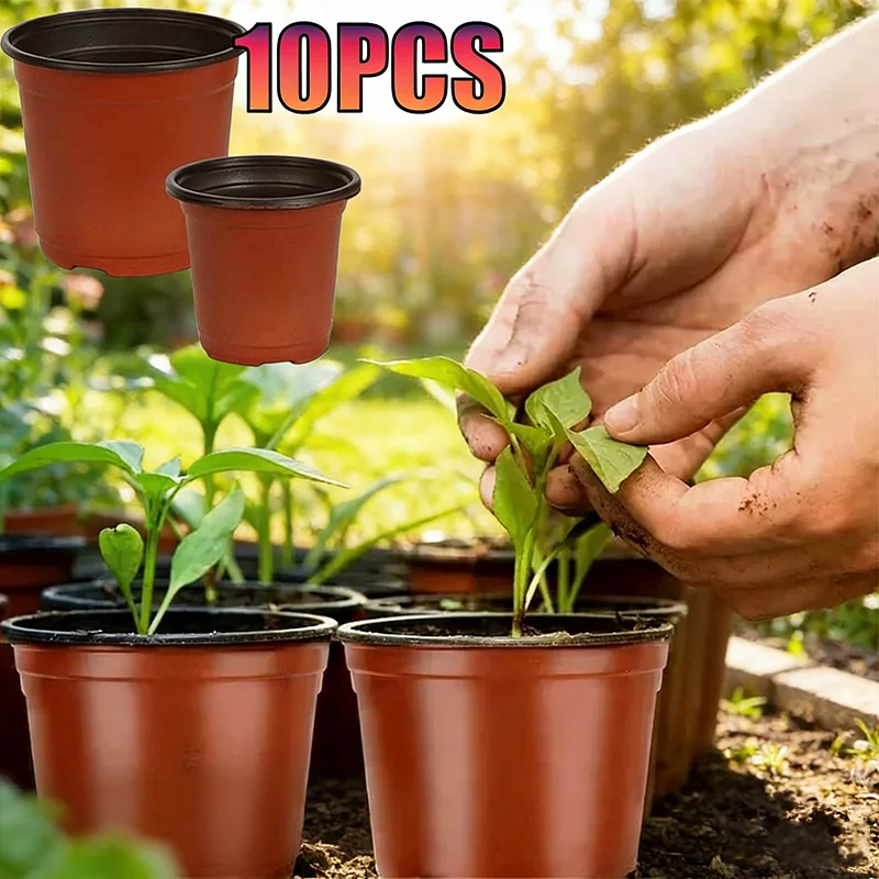 

10Pcs Thick PP Soft Plastic Nursery Pots Breathable Seed Starting Pots for Home Garden Planting Balcony Greenhouse Garden Pots
