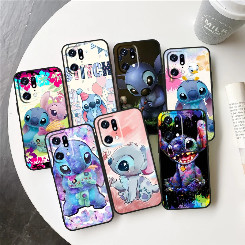 Lilo Stitch Cartoon For OPPO Find X5 X3 X2 Neo Lite Reno 9 8 7 7Z 7SE 6 5 Pro 4G 5G Silicone Black Phone Case Coque Capa Fundas