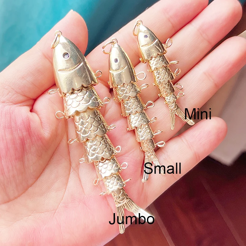 Jumbo Large Enamel Colourful Fish Lobster Shell Pendant,18K Real Gold Silver Plated Zircon Jewelry Finding Supplies R01