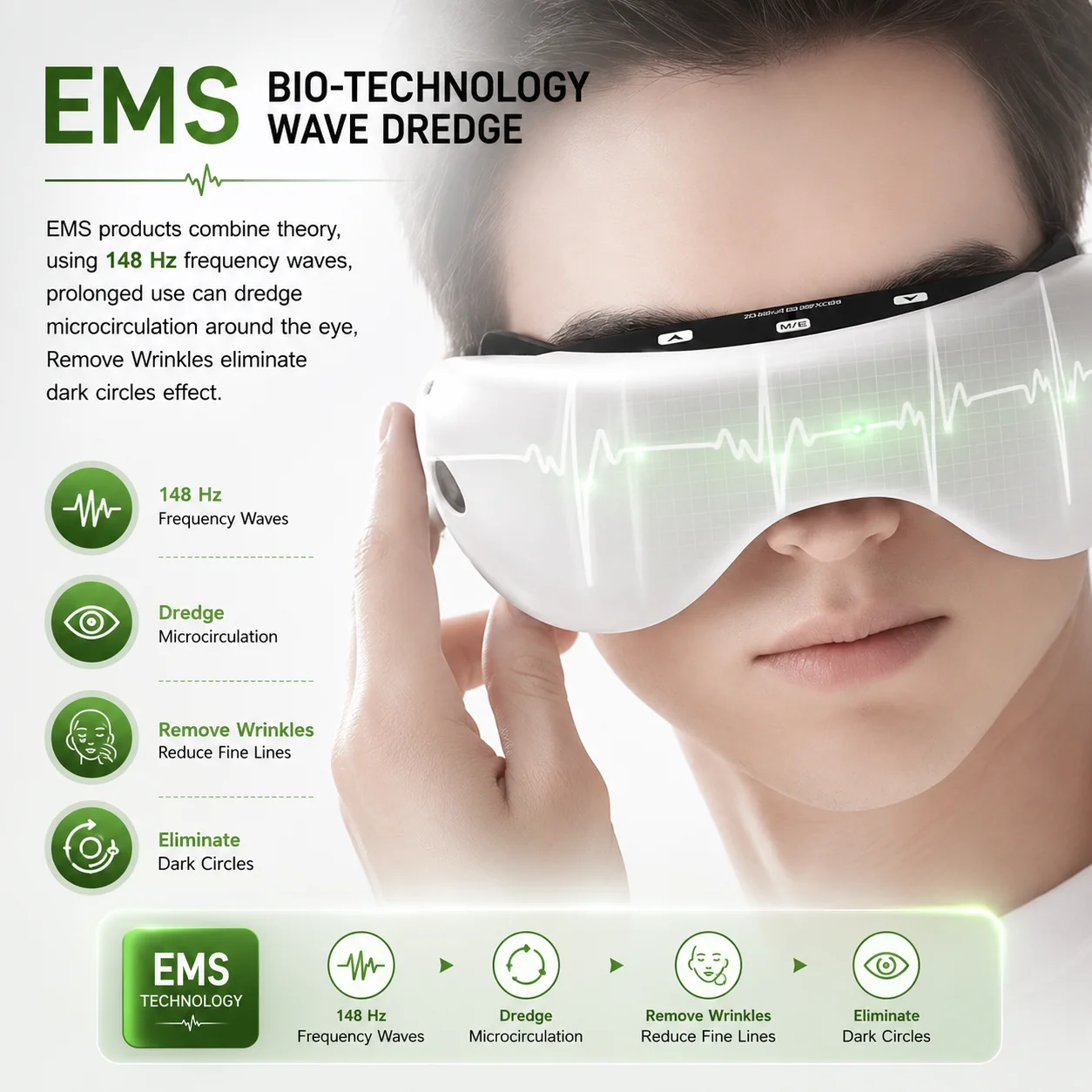 무선 3D 충전식 녹색 빛 눈 악기 복원 비전 눈 마사 - Light Therapy Glasses 리뷰 및 가격