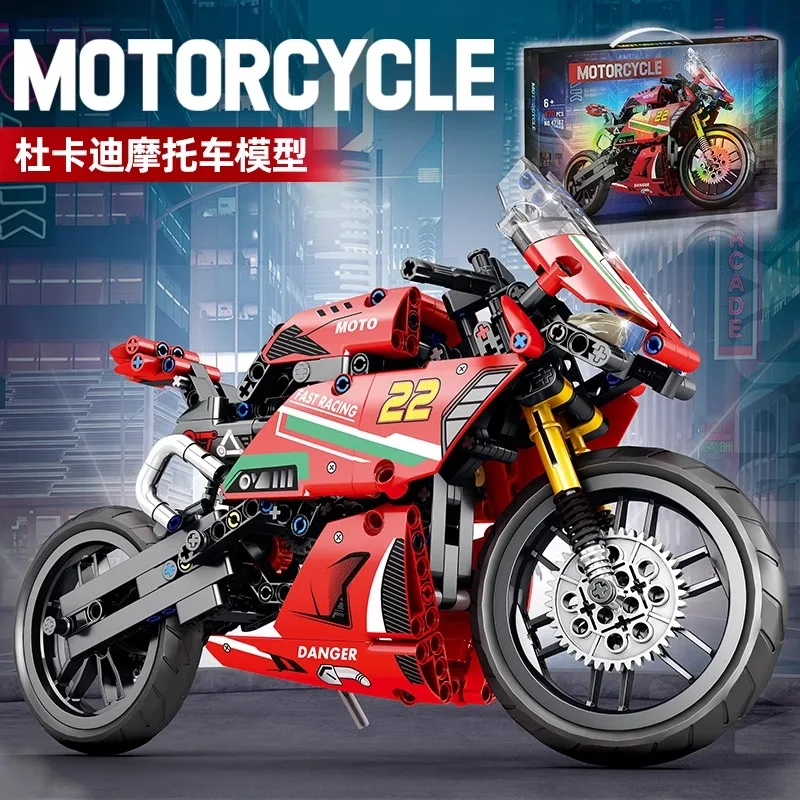 Bloques de construcción de motocicleta 2025, locomotora MOC ducatied, modelo de grupo mecánico, ladrillo, ensamblaje difícil, juguete, regalo para niños