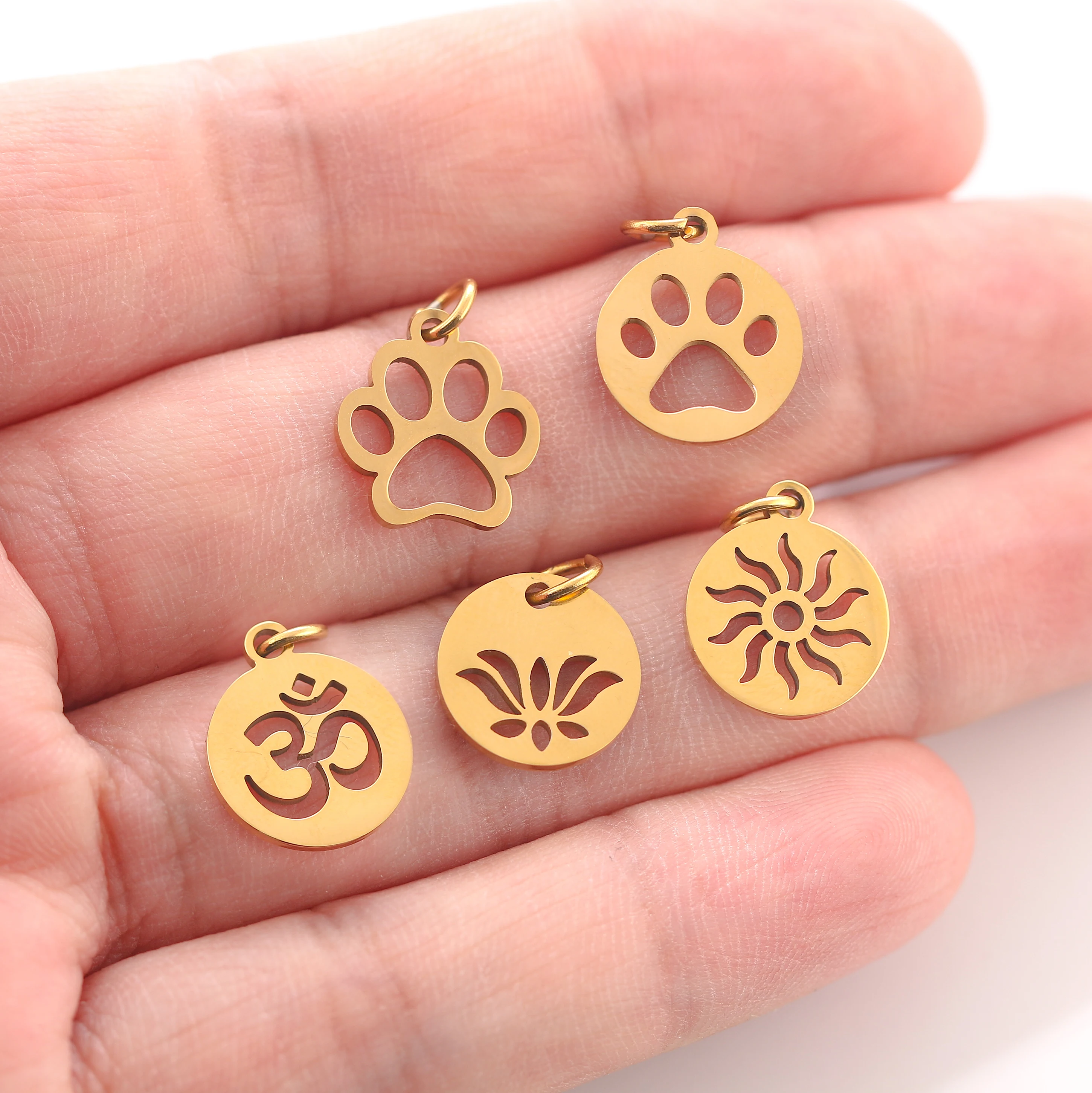 5Pcs/Lot Animal Claw Charms Stainless Steel Cat/Slephant/Hummingbird/Yoga Charm Diy Naszyjniki Kolczyki Biżuteria Wisiorki — zdjęcie 6